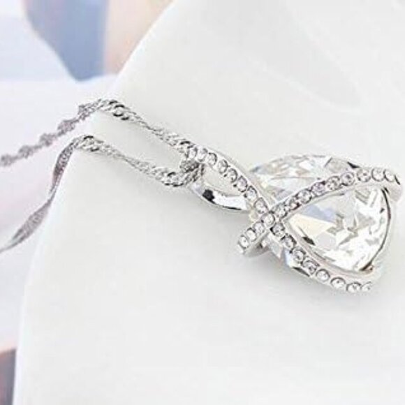 NEW Swarovski Crystal Elements Sterling Silver 22" Teardrop Twist Chain Necklace